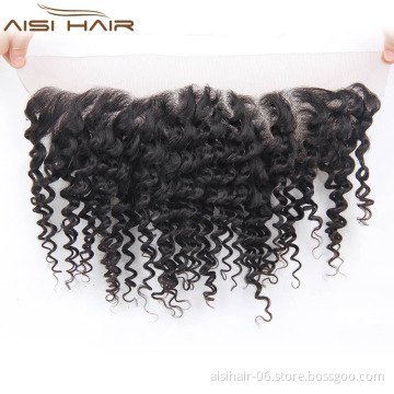 Afro Kinky Curly 13*4 Human Hair Lace Frontal 100% Peruvian  Human Hair
